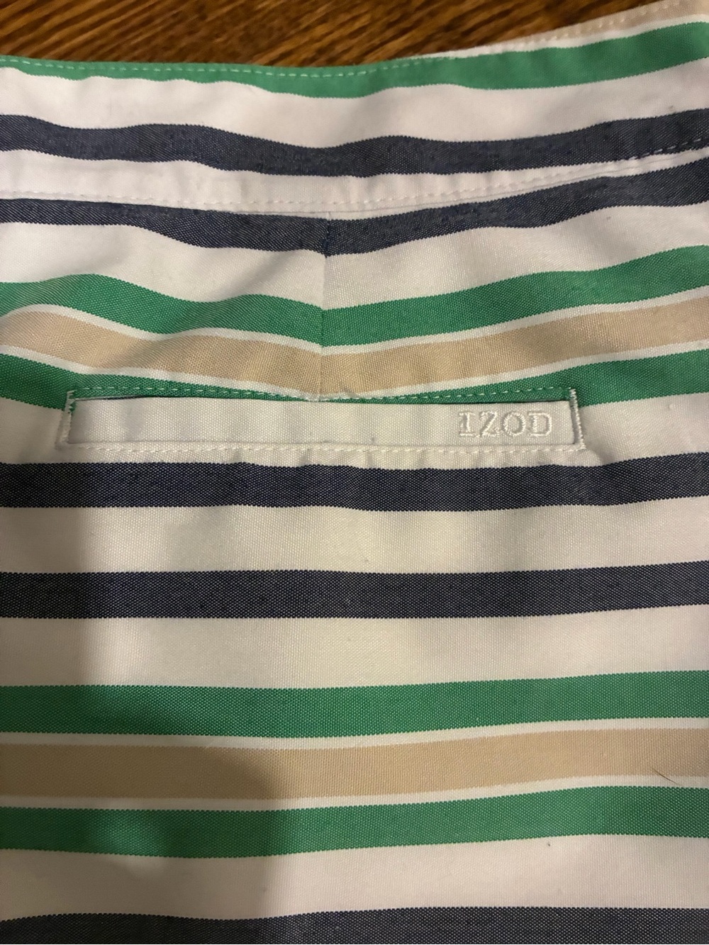Izod Striped Mini Skirt in Navy, Green and White - Picture 5 of 6